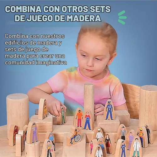 Vista 7 de Constructive Playthings Ayudantes comunitarios de madera, juego de 25
