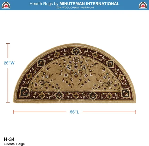 Vista 3 de Minuteman International Alfombra de lana oriental beige para hogar, media redonda