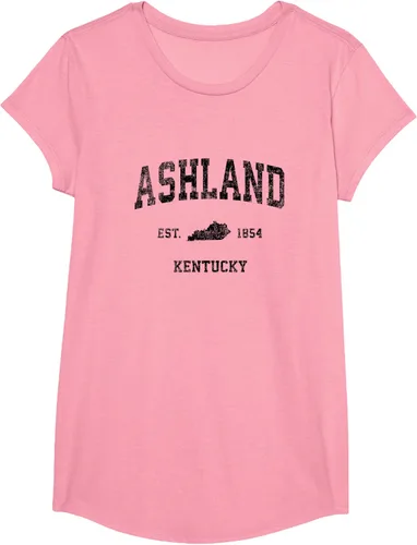 Vista 85 de Ashland Kentucky KY Vintage Sports Design Camiseta de impresión negra Asfalto