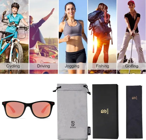 Vista 5 de SOJOS Gafas de sol polarizadas TR90 para correr ciclismo pesca golf conducción SJ2101 Medio