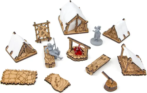 Vista 9 de TowerRex Adventurers Camp D&D Terreno, terreno de dispersión de muebles para miniaturas de 0.984 in, 1.260 in, 1.102 in, accesorios DND