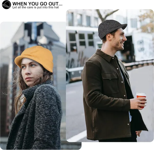 Vista 5 de Gorro de invierno para hombres y mujeres, gorro de punto cálido, gorro de punto sólido, elástico, diario
