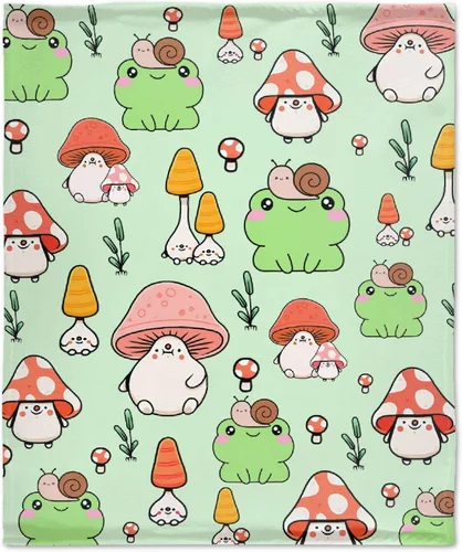 Vista 8 de Manta de rana y hongos, manta suave y acogedora de franela para sofá, cama, sala de estar, 40 x 30 pulgadas (XS) para mascotas