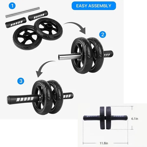 Vista 7 de Rueda de rodillo abdominal, rueda abdominal para máquina de ejercicio abdominal, equipo de gimnasio en casa para entrenamiento de núcleo, sin ruido