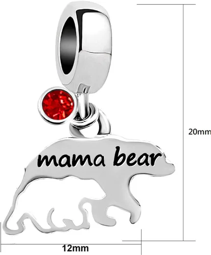 Vista 2 de KunBead Mama Bear Mom - Abalorio de cuentas para pulseras para mujer, piedra natal, cuentas de cristal