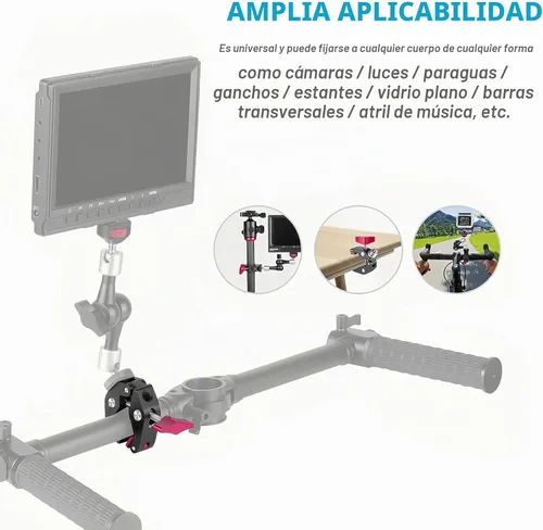 Vista 7 de Soporte de micrófono Super Clamp con tornillo de 1/4 a 5/8 pulgadas, compatible con micrófonos o accesorios de fotografía, carga máxima de 4.4