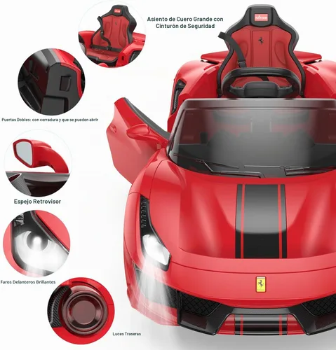 Vista 8 de Autorizado Ferrari 488 Pista Spider Ride On Car 12V Batería Powered Kids