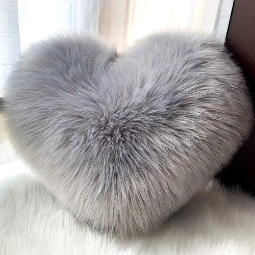 Vista 5 de Almohada mullida de piel sintética con inserto en forma de corazón, cojín decorativo de lujo para sofá, dormitorio, sala de estar
