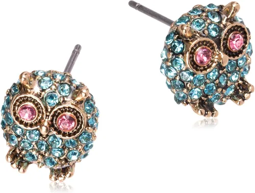 Vista 2 de Betsey Johnson Pendientes de tuerca Pave Owl, Metal