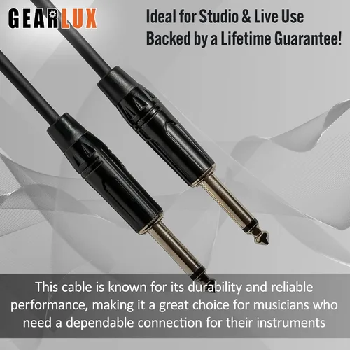 Vista 3 de Gearlux Cable de instrumento/cable de guitarra, 1/4 de pulgada, recto a recto, negro, 6 pies - paquete individual