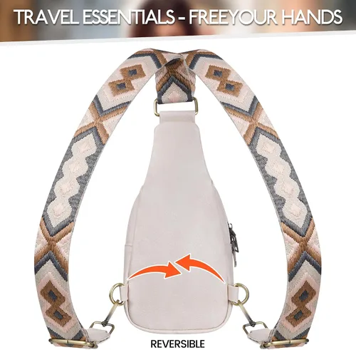 Vista 4 de JXWENBYX Bolso bandolera para mujer, de piel sintética, pequeño, bandolera, mochila cruzada a la moda, bolsa de pecho para viajar, senderismo