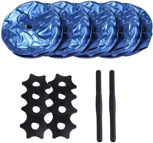 Vista 2 de Juego de 2 mancuernas portátiles ajustables rellenas de agua, juego de equipo de fitness ecológico para entrenamiento muscular de brazo