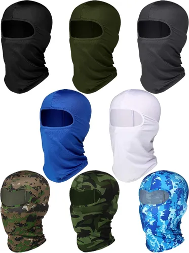 Vista 8 de SATINIOR Pasamontañas de verano para hombre, 8 unidades, protección UV, resistente al viento, protección UV, pasamontañas para hombres y mujeres
