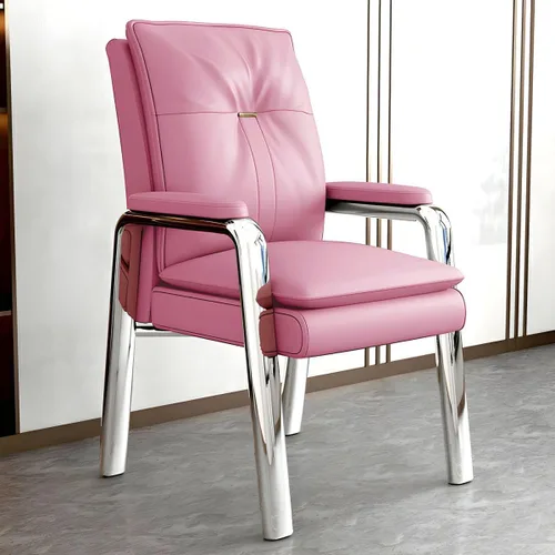 Vista 6 de PU Leather Conference Chair with Fixed Arms High-Back Ergonomic Mahjong Chair Chess Card Room Backrest Computer Chair Long-Term Sitting Mahjong