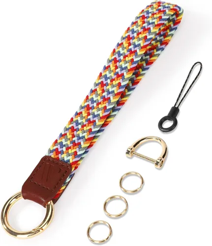 Vista 15 de WEESMILE - Llavero de muñeca elástico, bonitos llaveros de muñeca para mujer Car Keychain for Keys, Elastic Wrist Strap, Breathable Woven