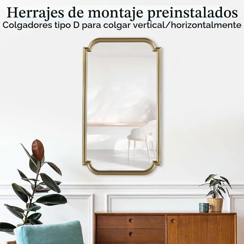 Vista 2 de Madison Park Adelaide - Espejo de pared para dormitorio, espejo colgante grande para sala de estar, marco de madera ligera con espejo de entrada