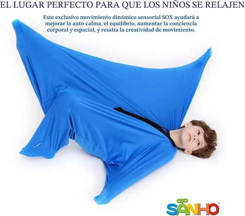 Vista 2 de Producto sensorial de movimiento de Sanho Yopo en tamaño mediano para 6 a 9 años. Medida 47 x 27 in en color azul