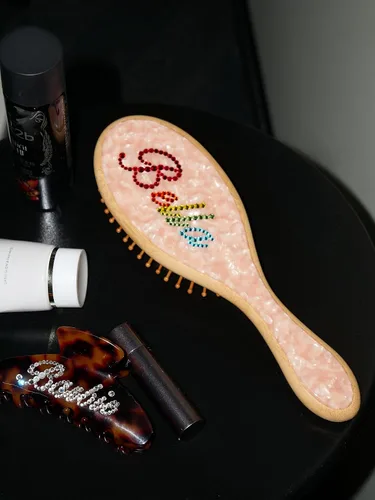 Vista 14 de Cepillo de pelo de paleta de bambú, grueso, cerdas de bambú, cepillo desenredante para masajear el cuero cabelludo, mujeres, blanco concha