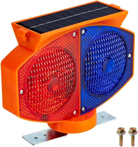 Vista 8 de Luz solar estroboscópica de advertencia, 3 modos de funcionamiento, luces de tráfico intermitentes rojas y azules de doble cara, inalámbricas
