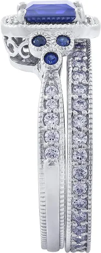 Vista 47 de Amazon Essentials Anillo antiguo de plata de ley chapada en platino o oro con circonita cúbica de elementos infinitos de corte Asscher