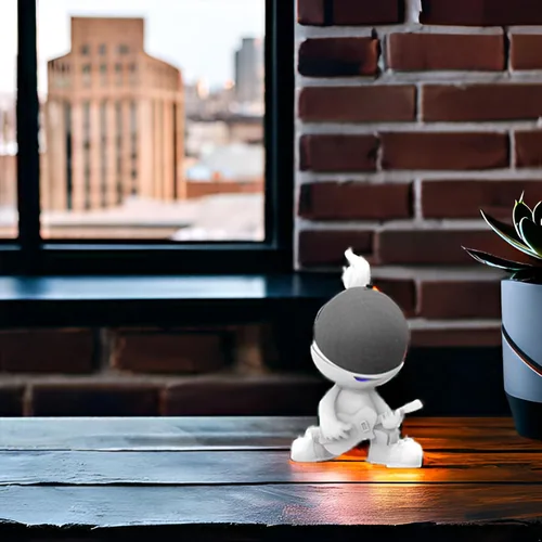 Vista 3 de Splin Soporte de mesa compatible con Amazon Alexa Smart Speaker Echo Dot (4ª y 5ª generación) y Apple HomePod Mini, Star Boy Blanco