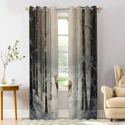 Vista 197 de Shrahala Beige and Orange Abstract Art Brushstrokes Blackout Curtain Tiers, Abstract Oil Paint Kitchen Valance Light Blocking Tier Drapes with Rod