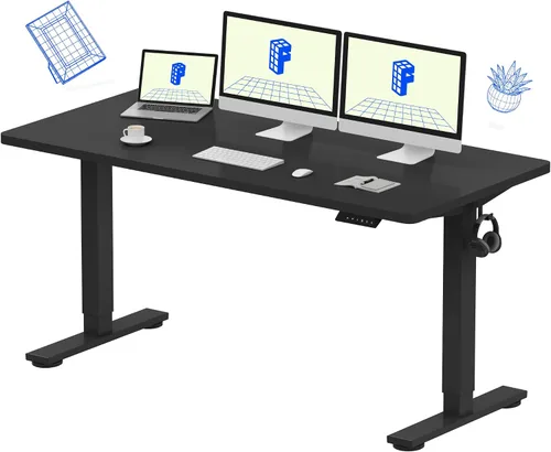 Vista 48 de FLEXISPOT EN1 - Escritorio de pie de una pieza, 40"x24" de escritorio sin costuras, eléctrico, altura ajustable para oficina en casa, salas de Negro
