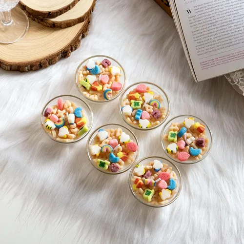 Vista 9 de Mini Velas aromáticas de cera de soja con forma de tazón de cereal de vainilla francesa divertida para recuerdo de boda (paquete de 6 piezas)