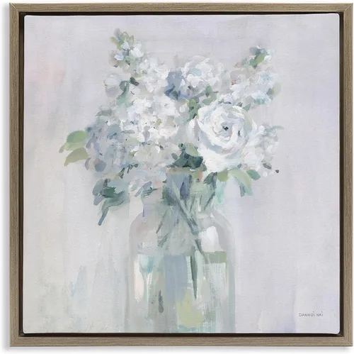 Vista 14 de Stupell Industries Ramo abstracto blanco con marco blanco Giclée Diseño de arte por Danhui Nai Enmarcado en blanco