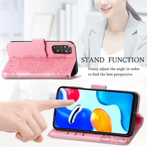 Vista 6 de CCSmall Para Xiaomi Redmi Note 11 4G Wallet Case, 3D Butterfly Flower PU Cuero con ranuras para tarjetas de crédito Titular Folio Teléfono Cubierta