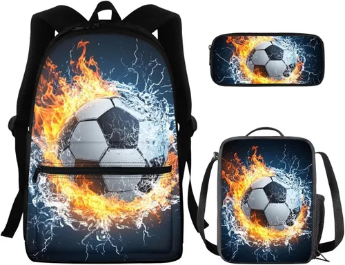 Vista 280 de FOR U DESIGNS Fuego baloncesto impreso niños escuela mochilas viaje mochila libro bolsa