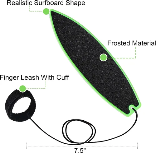 Vista 5 de Tablas de surf con dedos, tabla de surf para ventana de automóvil, tabla de surf con cuerda para niños, adolescentes y adultos Azul Negro Verde