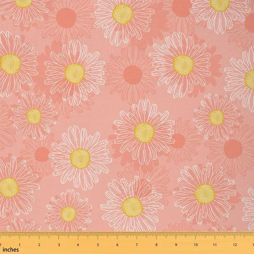 Vista 13 de The Yard - Tela de rosa rosa de estilo romántico floral para amantes de la costura, flores de jardín botánico, hojas de tela para decoración