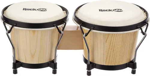 Vista 4 de Conjunto de Bongós RockJam de 7" y 8" con Bolsa Acolchada y Llave de Afinación