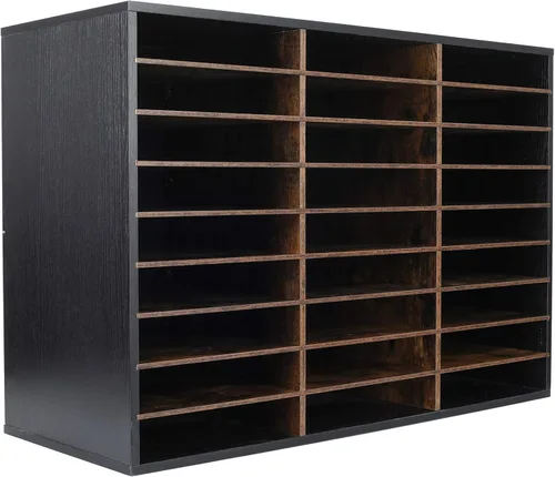 Vista 7 de TQVAI Organizador de literatura de madera, 12 ranuras para 6000 hojas de papel A4, organizador de almacenamiento de archivos de papel de escritorio