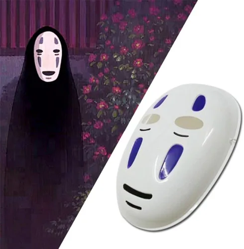 Vista 3 de GK-O Disfraz de anime Kaonashi sin cara con máscara morada, ropa y guantes, Púrpura