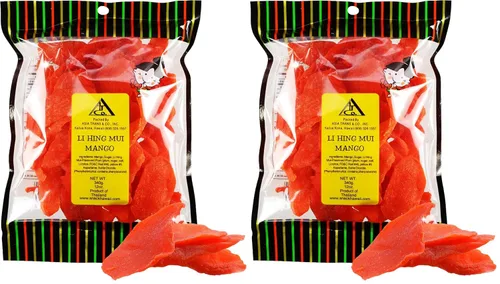 Vista 7 de Li Hing Mui Mango - Bolsa de 8 onzas - Mango maduro seco dulce espolvoreado con Li Hing Mui (ciruela) en polvo