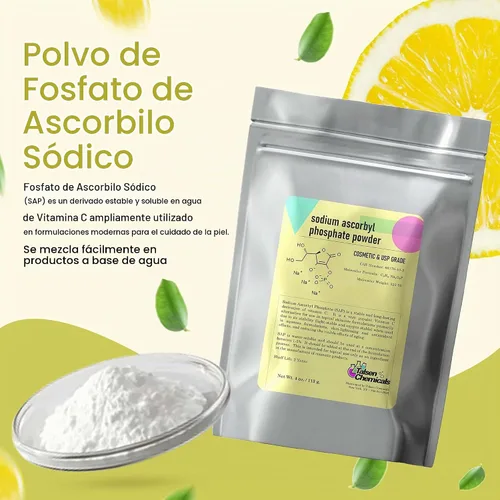 Vista 2 de Polvo SAP de fosfato de ascorbilo de sodio – Derivado estable de vitamina C, antioxidante para el cuidado de la piel DIY (1 onza/0.99 oz)