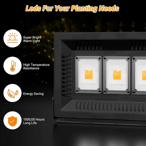 Vista 3 de Luz LED de crecimiento de 450 W con espectro completo, relassy impermeable COB LED luz de crecimiento con disipación de calor natural y sin ruido
