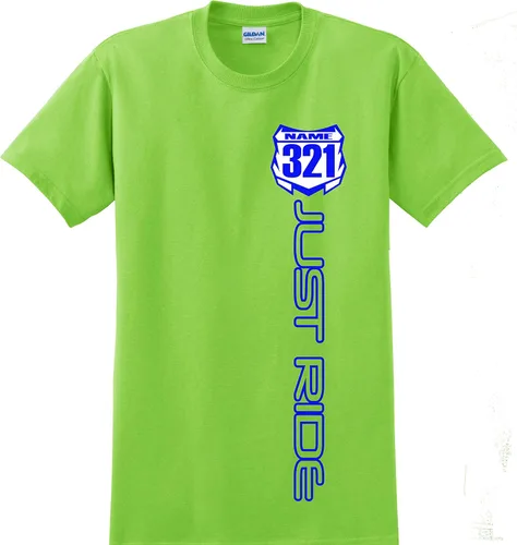 Vista 3 de JUST RIDE Motocross Número Placa Camisa MX Moto Personalizada Kawi Verde Lima KX