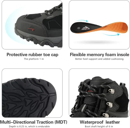 Vista 4 de NORTIV 8 - Botas de senderismo impermeables para hombre