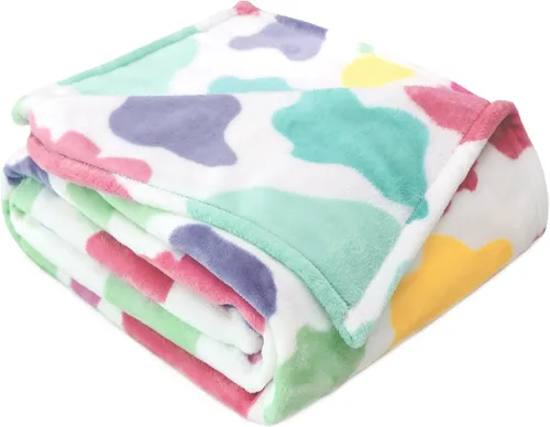 Vista 52 de Manta de vaca para niños de 40 x 50 pulgadas, ropa de cama de forro polar ultrasuave para niños y niñas, manta ligera para cochecito de bebé, bonita