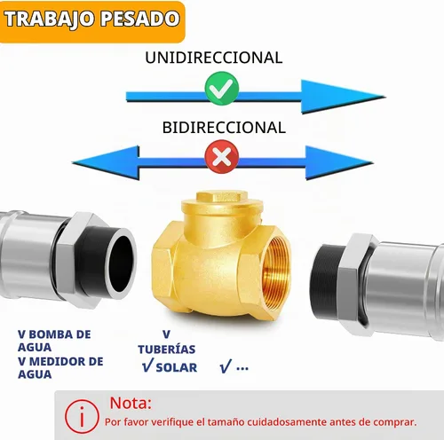 Vista 2 de Válvula de retención horizontal de 1" NPT, latón, rosca hembra resistente