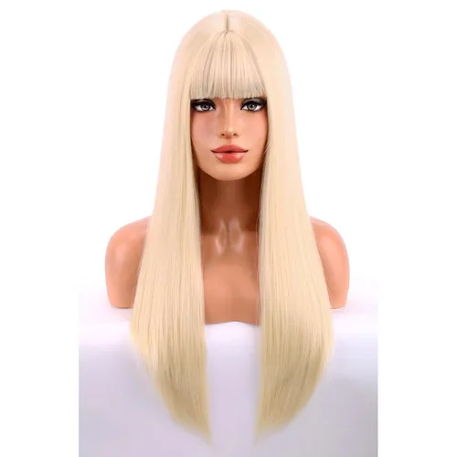 Vista 17 de BERON Pelucas negras de cabello largo liso con flequillo, para mujer, a la moda, resistente al calor, sintético, aspecto natural, para fiesta