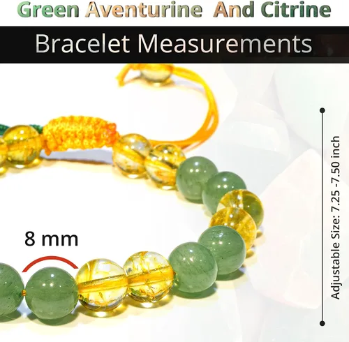 Vista 246 de Adjustable Crystal Bracelet – Gemstone Bead Bracelet with Adjustable Macrame String – Chic Gemstone Bracelet for Men and Women – 8mm Round Healing