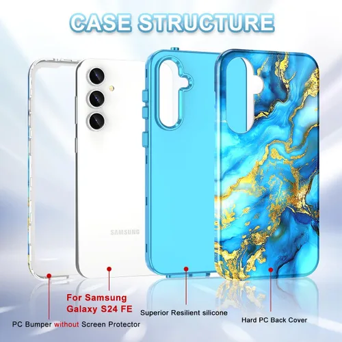 Vista 2 de Lamcase Funda para Galaxy S24 FE, resistente a prueba de golpes, híbrida de policarbonato duro, TPU suave, protección contra caídas de tres capas