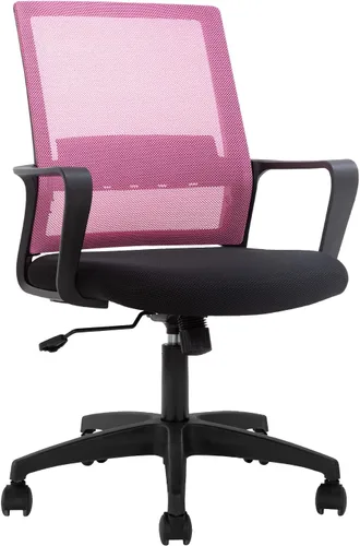 Vista 10 de FDW Silla de escritorio ergonómica de malla para computadora, de media espalda, con descansabrazos, giratoria, ajustable, soporte lumbar, Negro