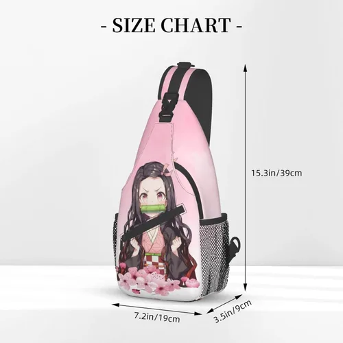 Vista 2 de Aolazw Mochila de anime Nezukos unisex cruzada mochila manga solo hombro bolsa pecho bolsa Cosplay Daypack, N3, Mochilas Sling