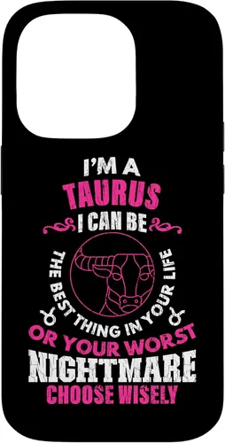 Vista 17 de Funda gráfica para iPhone 13 Pro Max con signo zodiacal divertido soy un tauro