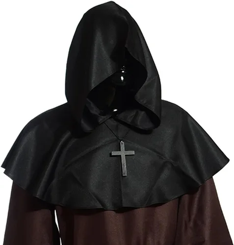 Vista 7 de BLESSUME Collar de cruz medieval con capucha pagana Wicca, accesorio para cosplay